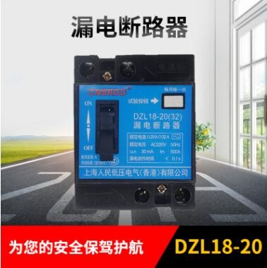 上海人民DZL18-20A DZ18L-32A家用漏电保护开关 漏保开关断路器